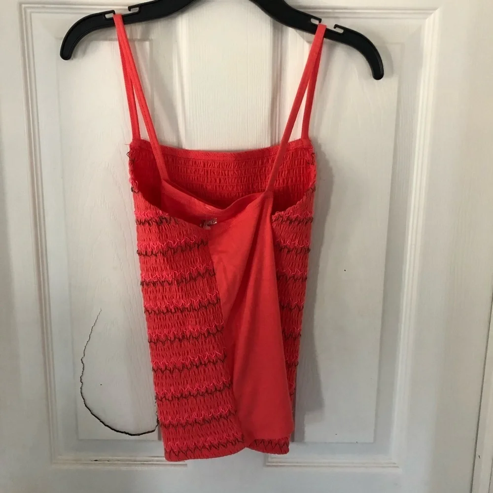 NWOT JUSTICE scrunchy pink embroidered spaghetti strap crossed back top SZ 18